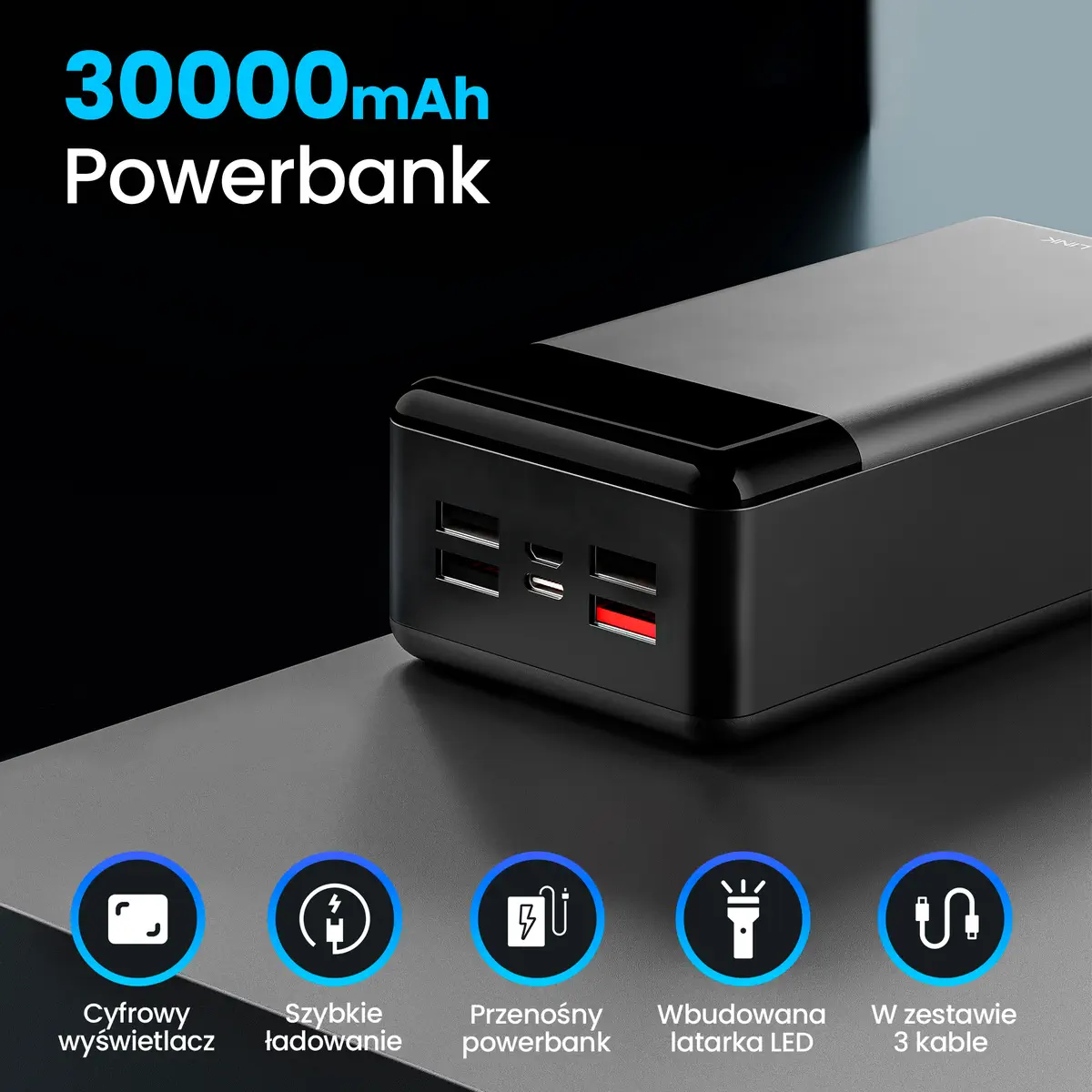 Extralink EPB-069 30000mAh Black, Powerbank