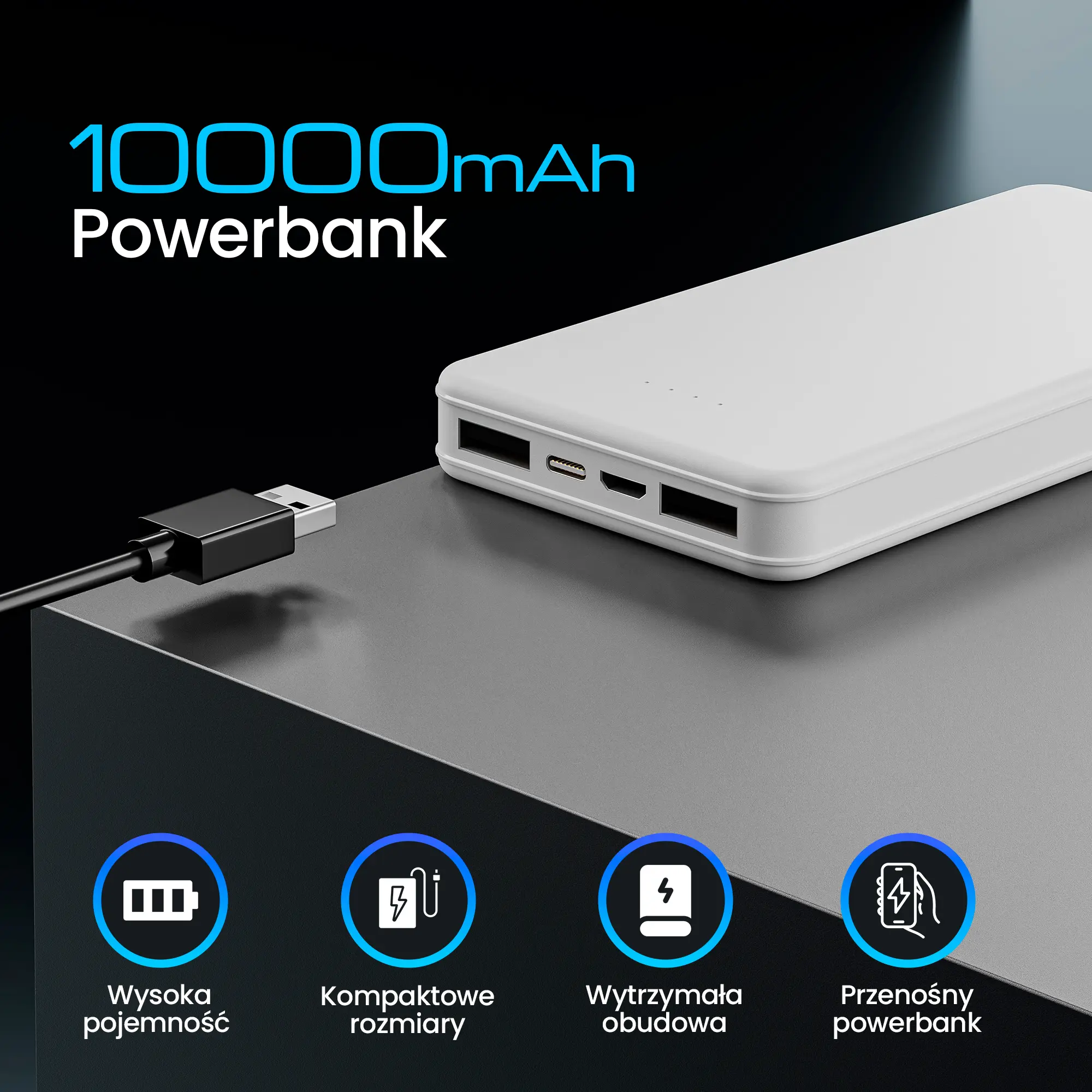 Extralink EPB-078W 10000mAh Bianco, Powerbank