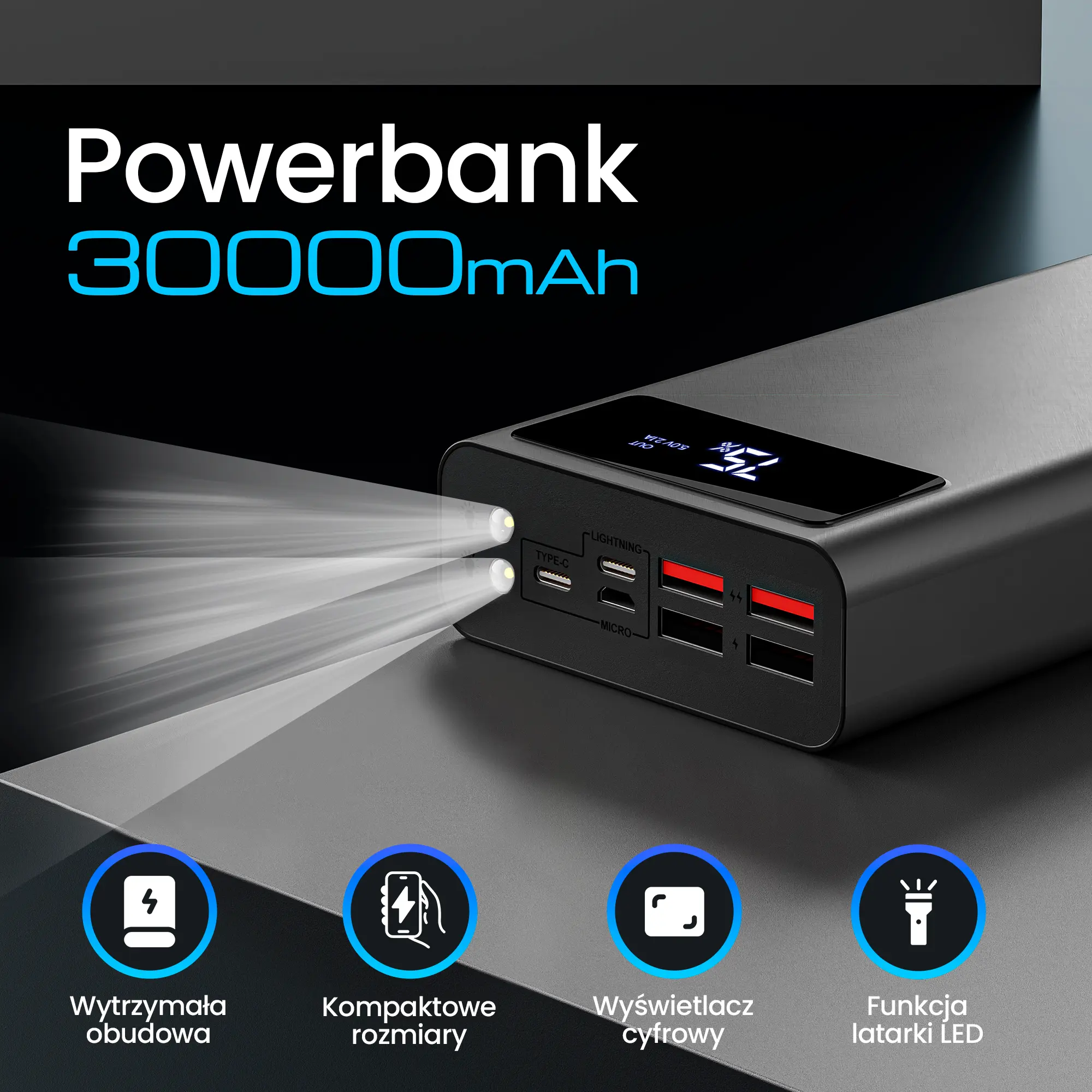 EXTRALINK EPB-112 30000MAH 5V POWER BANK BLACK