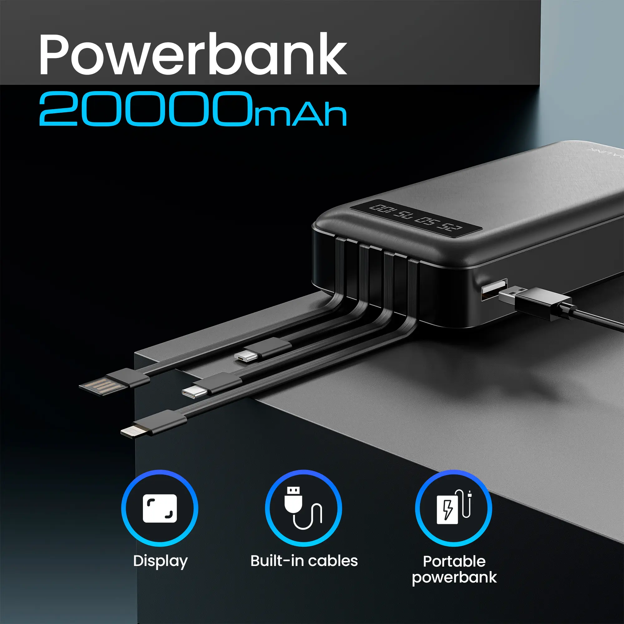 Extralink EPB-084 20000mAh Schwarz, Powerbank