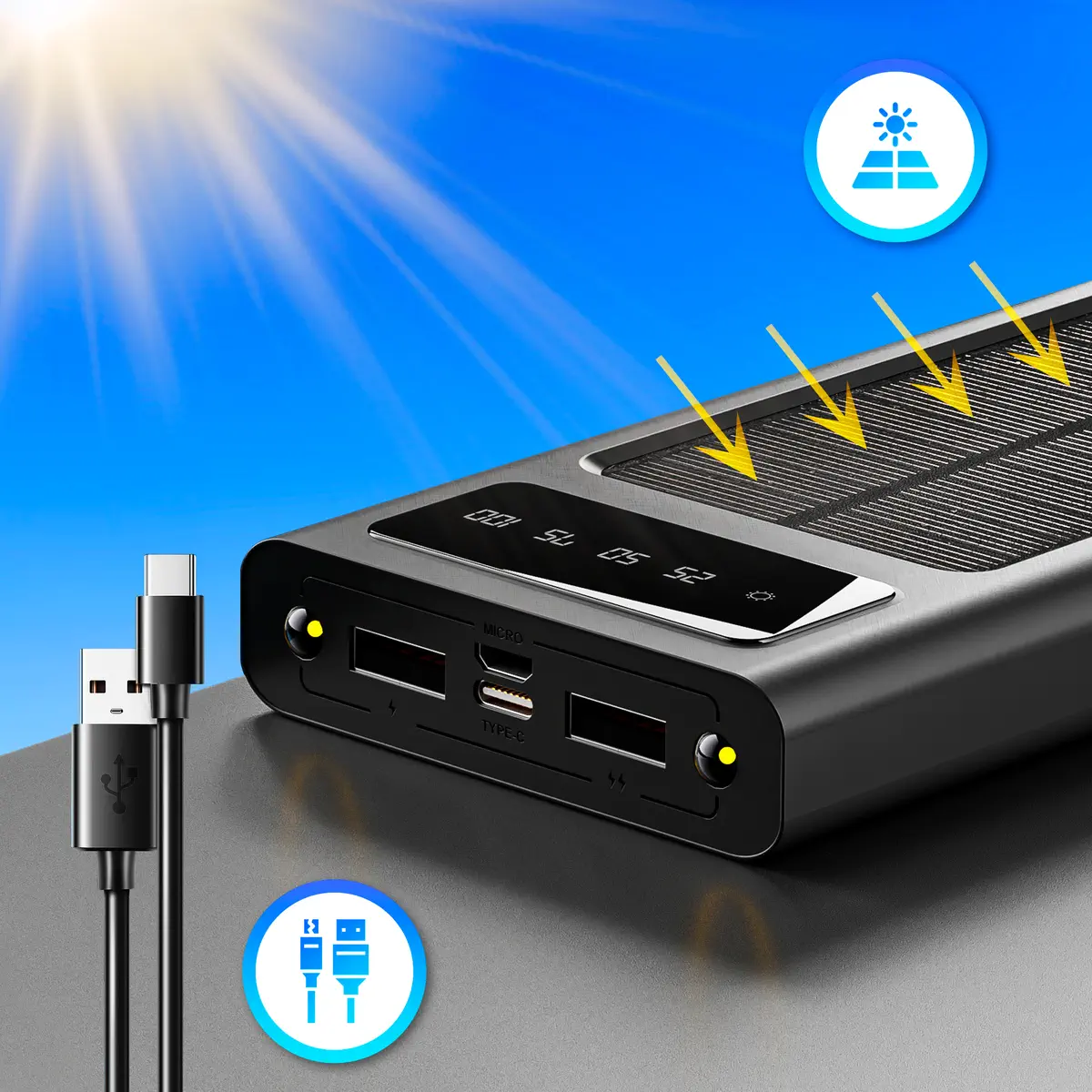 EXTRALINK EPB-091 10000MAH SOLAR POWER BANK BLACK