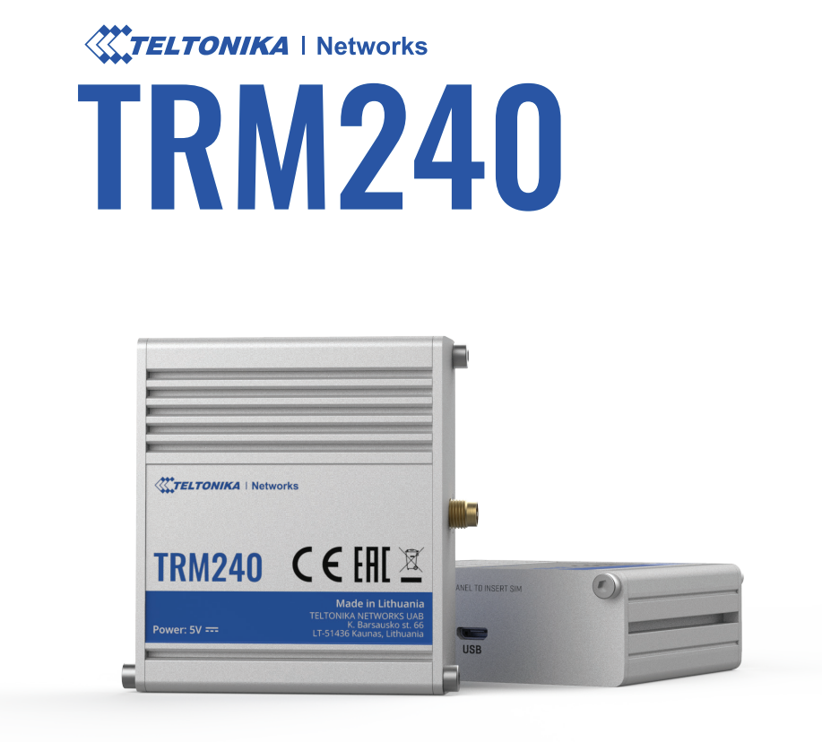 TELTONIKA TRM240 INDUSTRIAL CELLULAR MODEM 4G/LTE (Cat 1), 3G, 2G