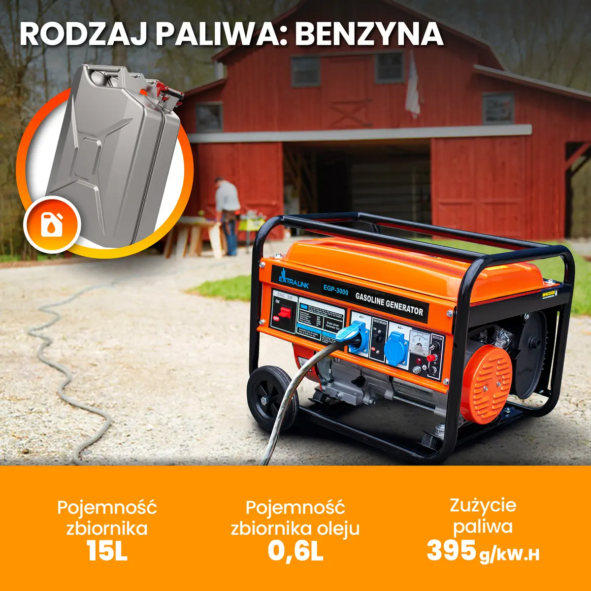 EXTRALINK EGP-3000 PETROL GENERATOR 3KW 1F batna24