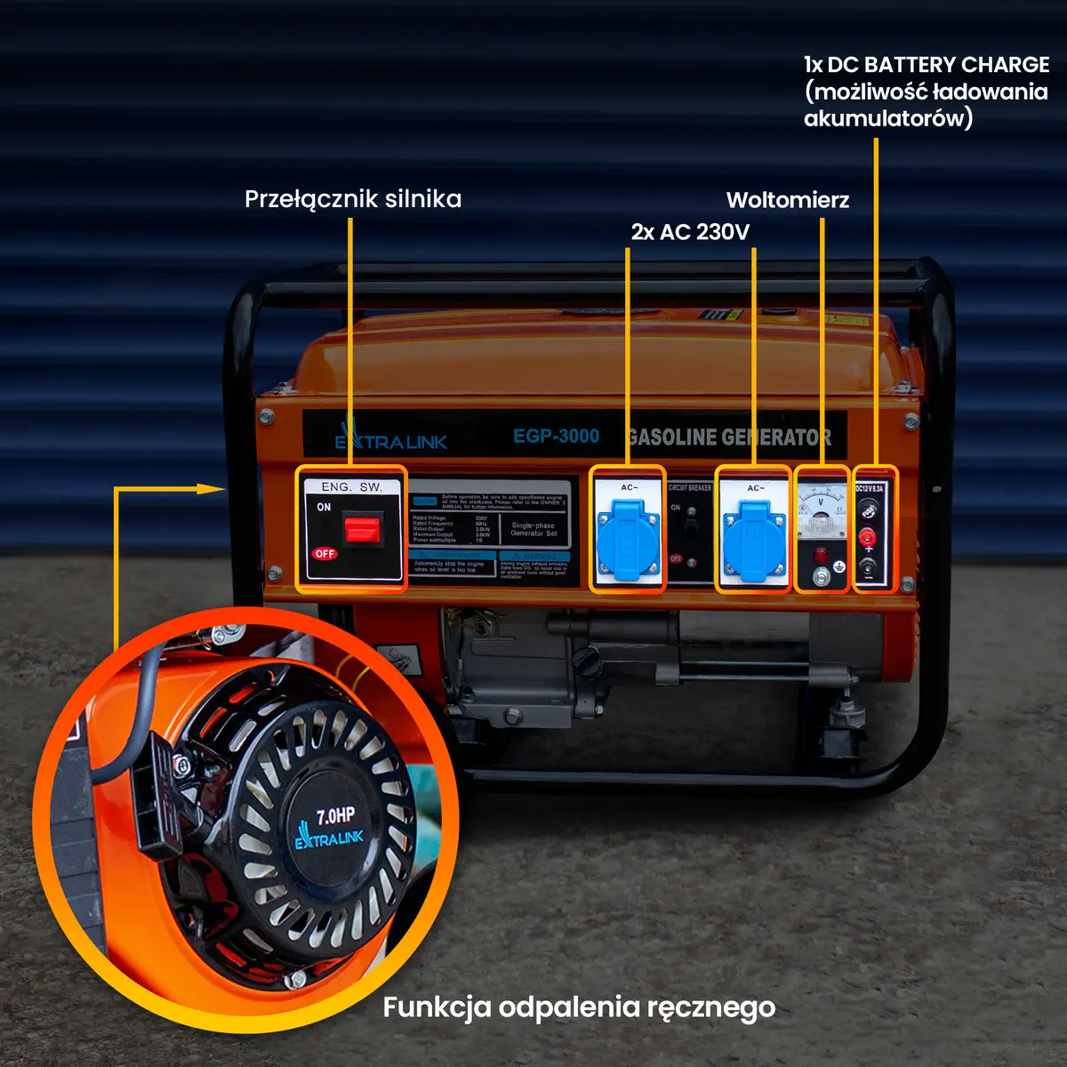 EXTRALINK EGP-3000 PETROL GENERATOR 3KW 1F batna24