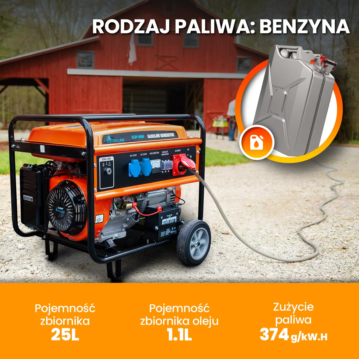 EXTRALINK EGP-5500 PETROL GENERATOR 5,5KW 3F batna24