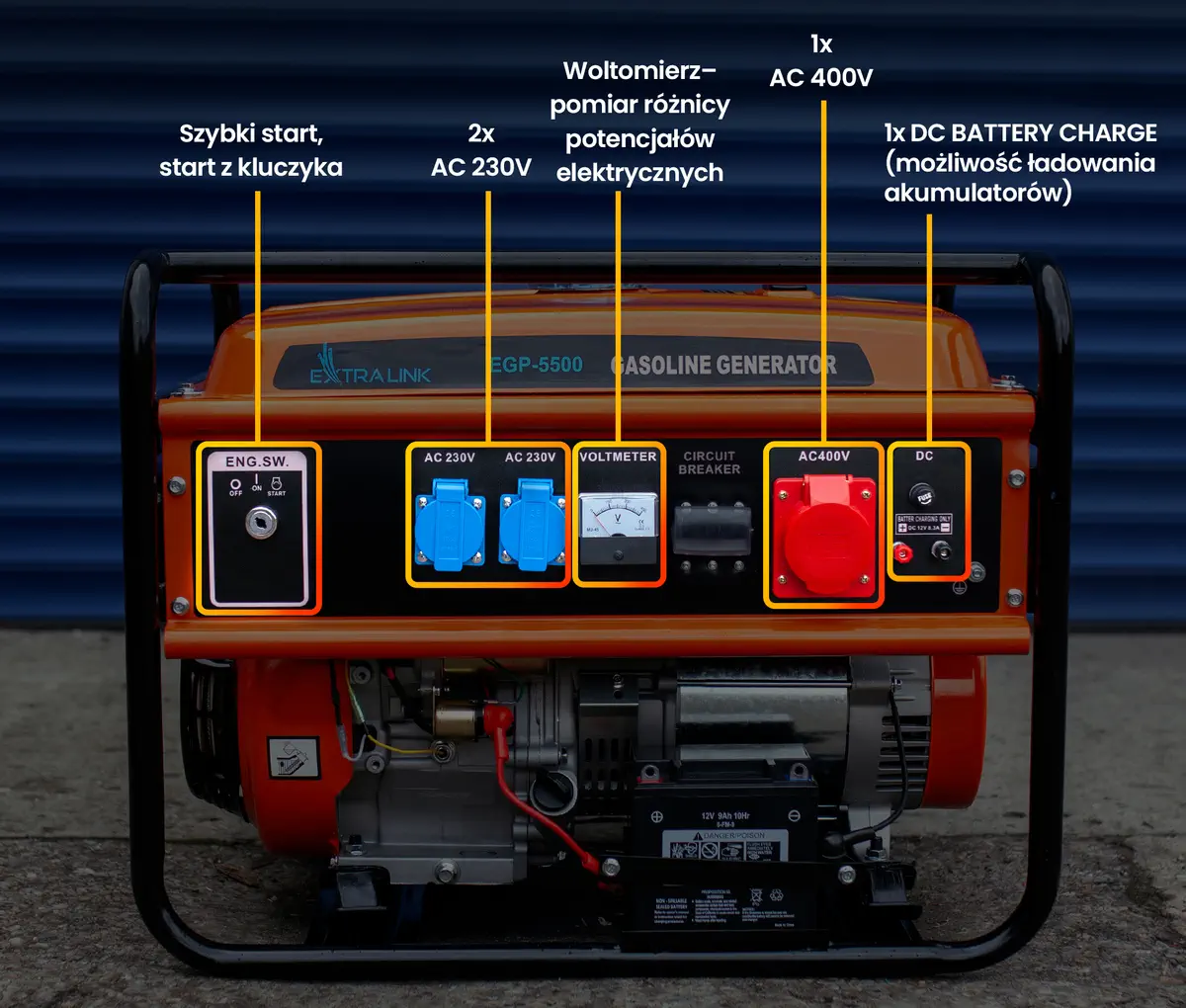 EXTRALINK EGP-5500 PETROL GENERATOR 5,5KW 3F batna24