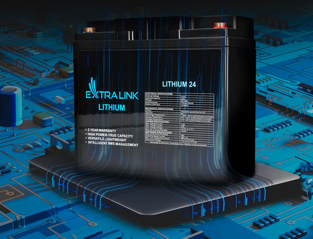 EXTRALINK BATTERY ACCUMULATOR LITHIUM LIFEPO4 12.8V 24AH, BMS batna24