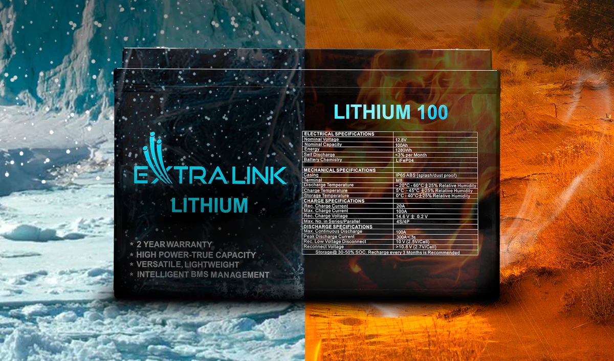 EXTRALINK BATTERY ACCUMULATOR LITHIUM LIFEPO4 12.8V 100AH, BMS batna24