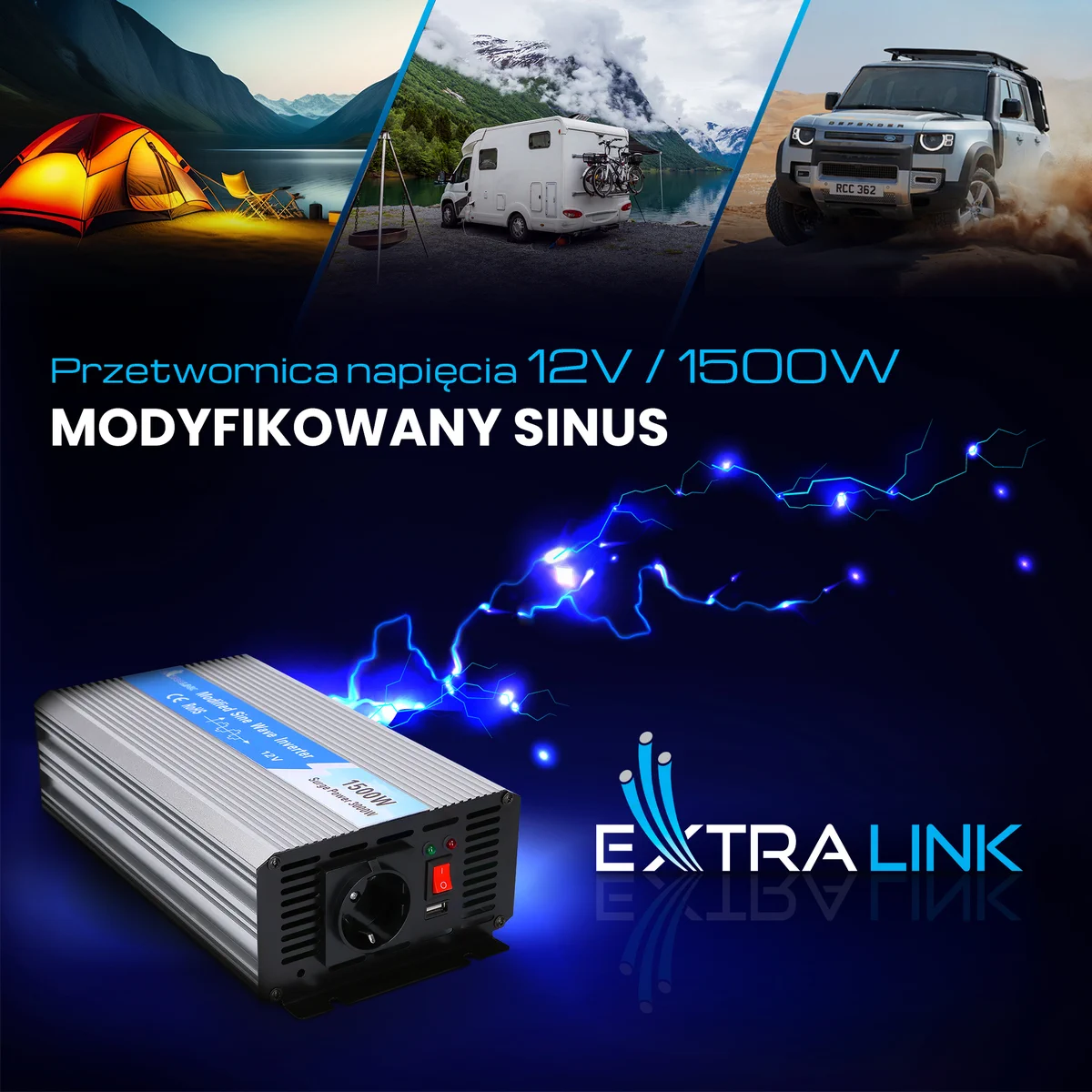 EXTRALINK VOLTAGE CONVERTER 12V - 230V, 1500W, MODIFIED SINUS OPIM-1500W batna24