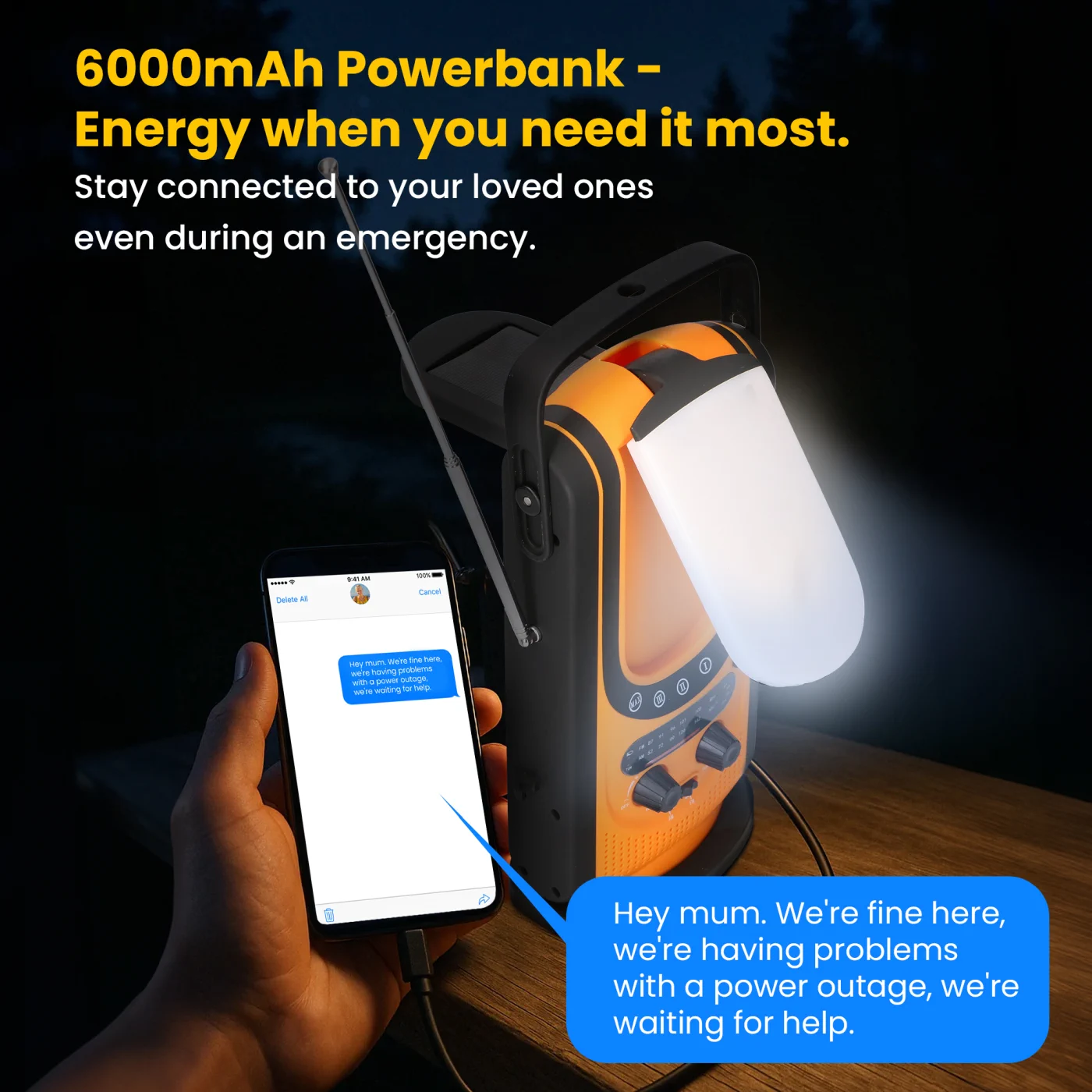 EXTRALINK SOLAR EMERGENCY RADIO WITH CRANK DYNAMO POWERBANK 6000MAH WITH FLASHLIGHT SOS