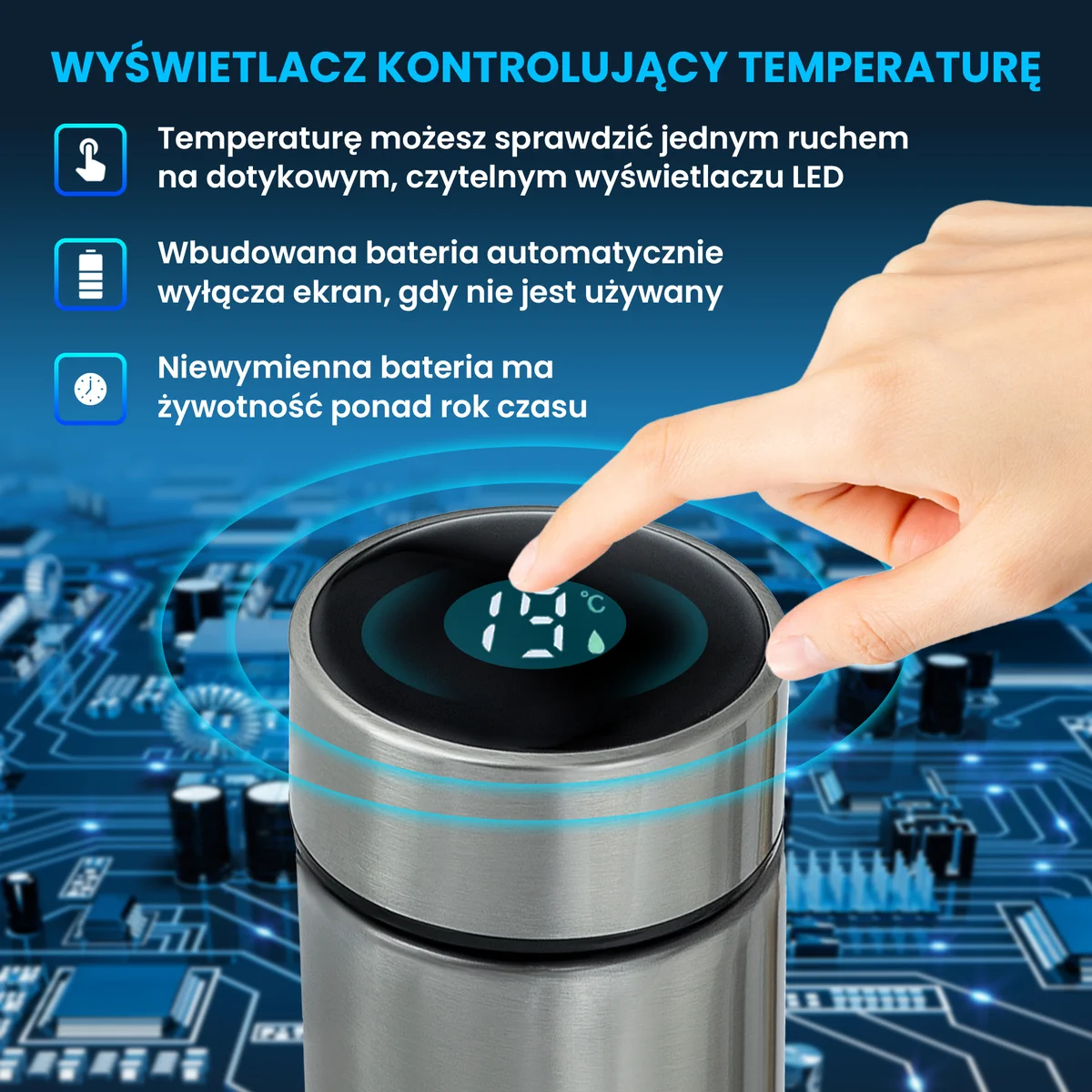 EXTRALINK LED THERMAL MUG WHITE batna24