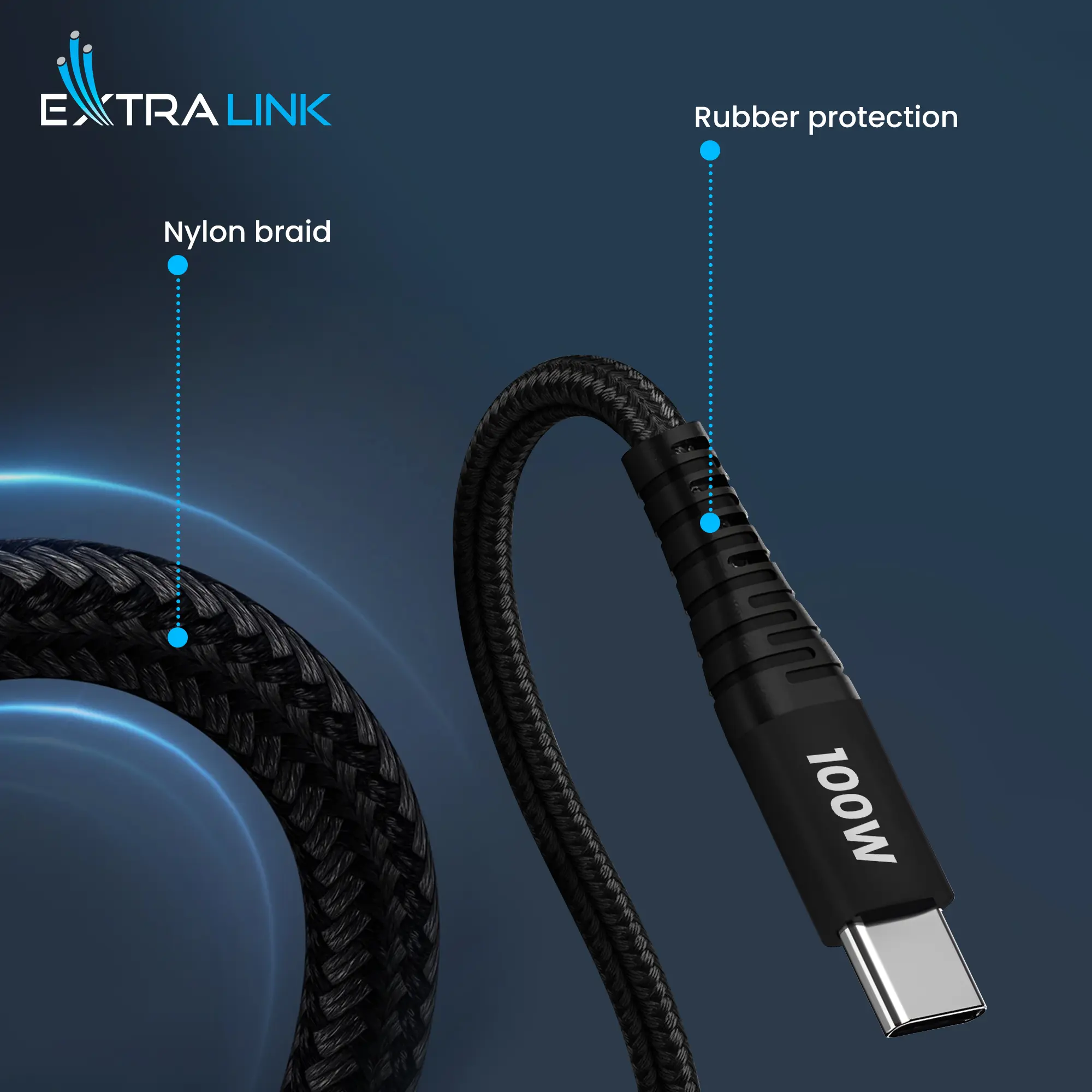 Extralink Smart Life USB Type-C to Lightning Cable Braided Czarny