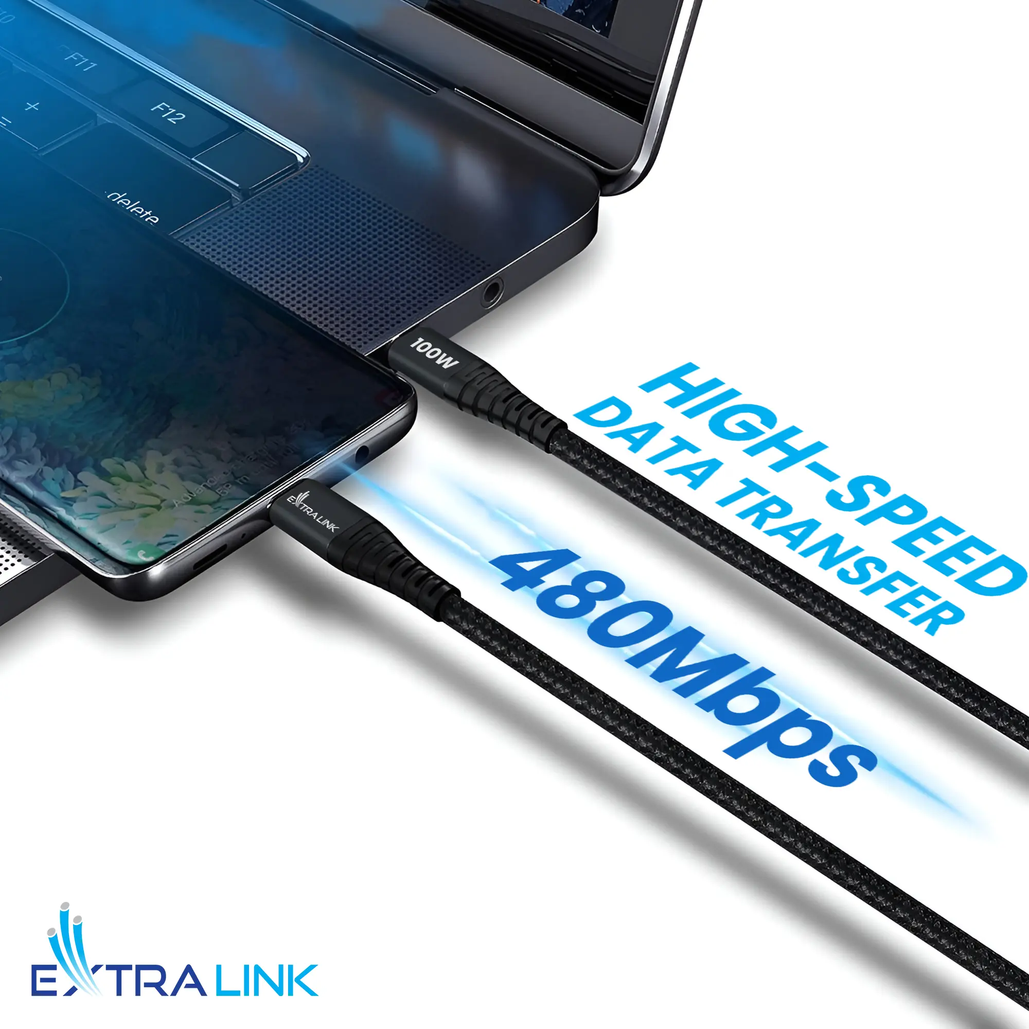 Extralink Smart Life USB Type-C to Lightning Cable Braided Czarny