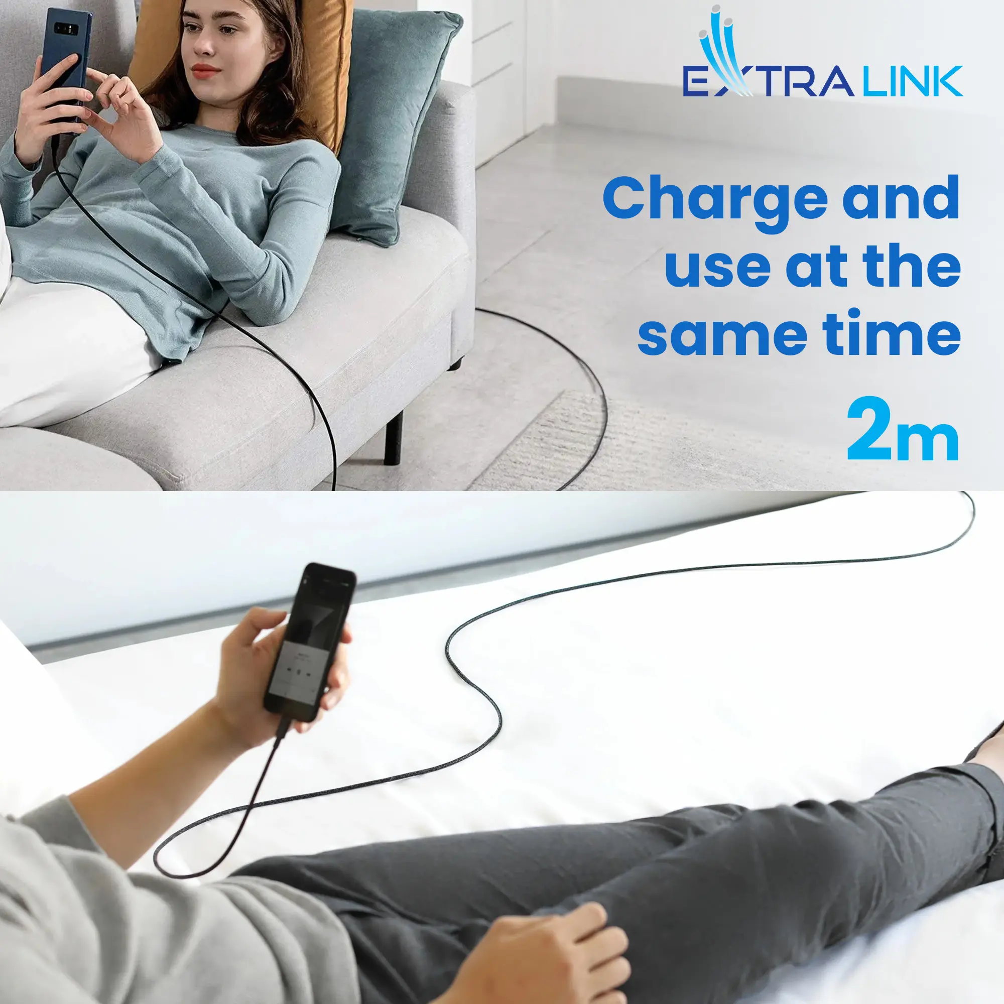 Extralink Smart Life USB Type-C to Lightning Cable Braided Czarny
