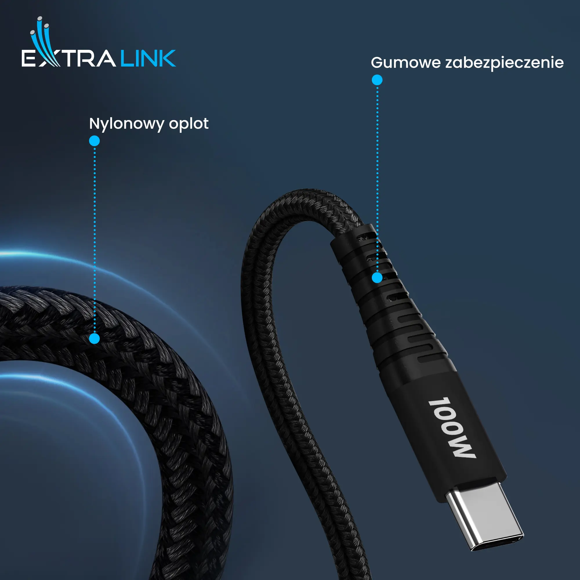 Extralink Smart Life USB Type-C to Lightning Cable Braided Black