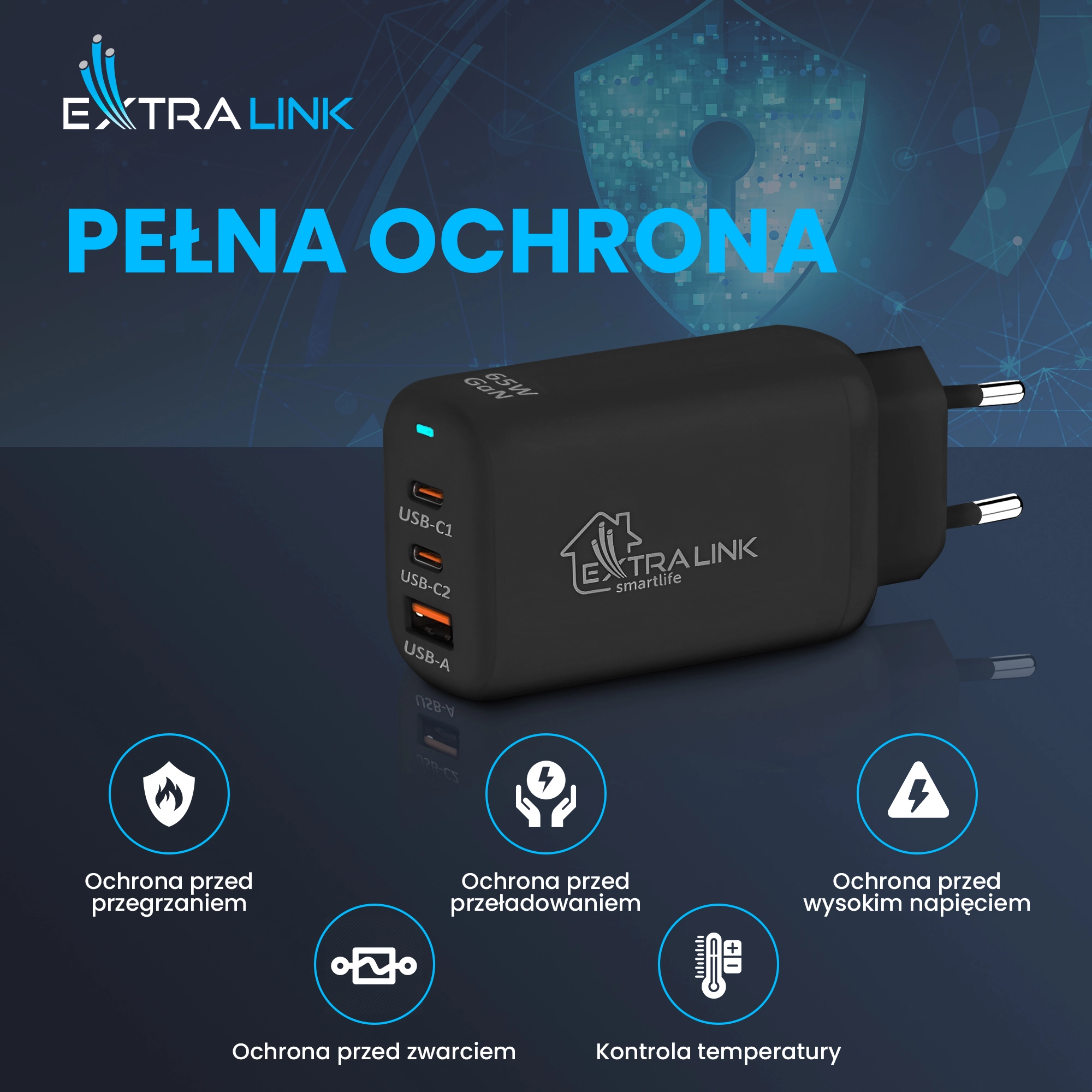 Extralink-Smart-Life-Fast-Charger-65W-GaN