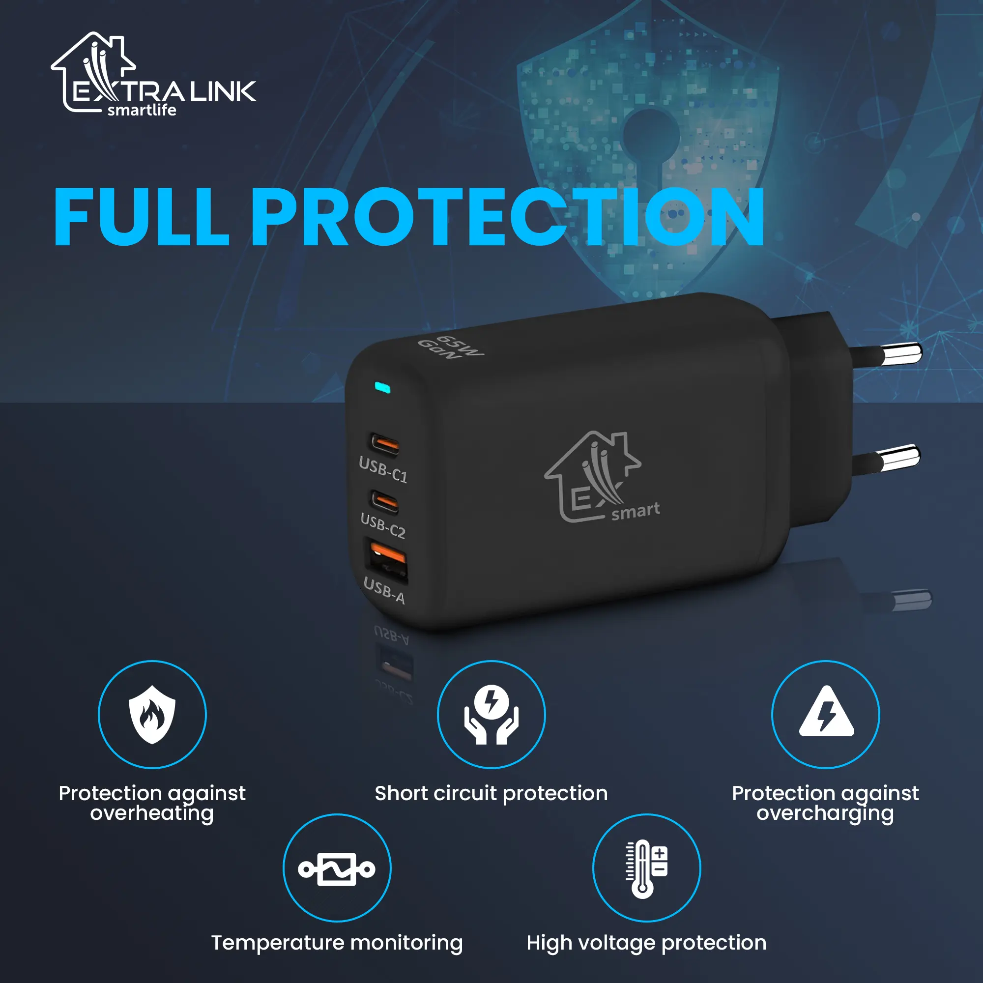 Extralink-Smart-Life-Fast-Charger-65W-GaN