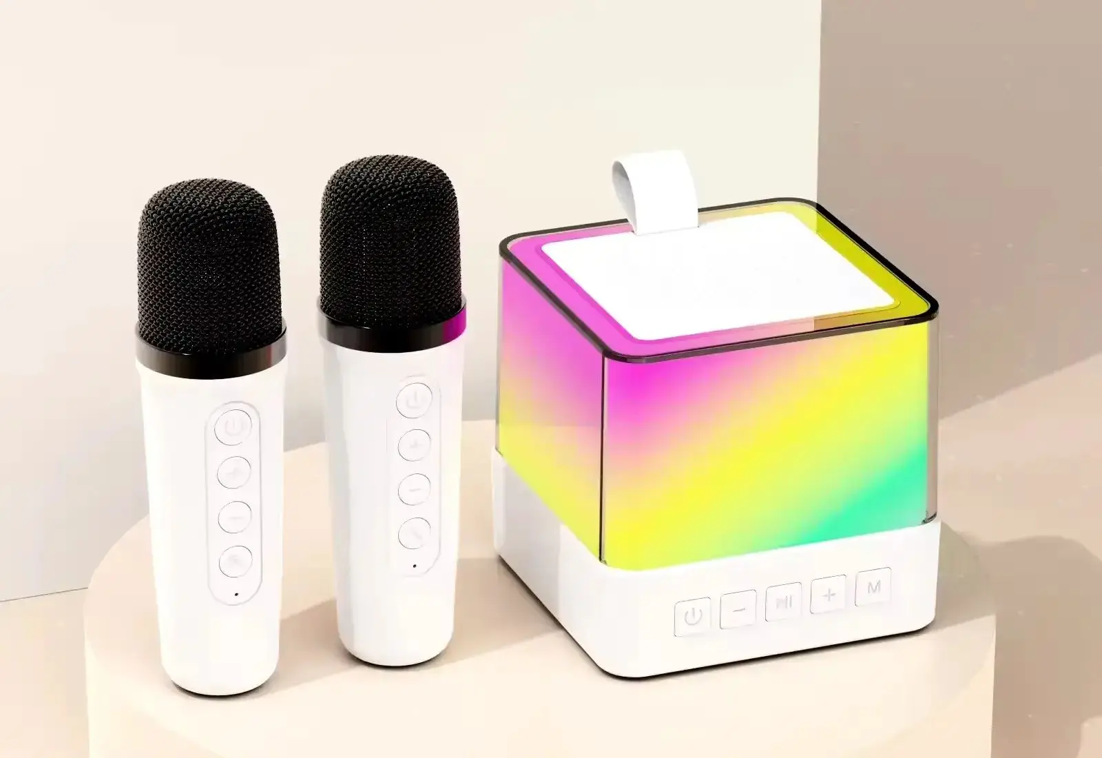 EXTRALINK KIDS KARAOKE LED QUAD SPEAKER WHITE DUAL MICROPHONE