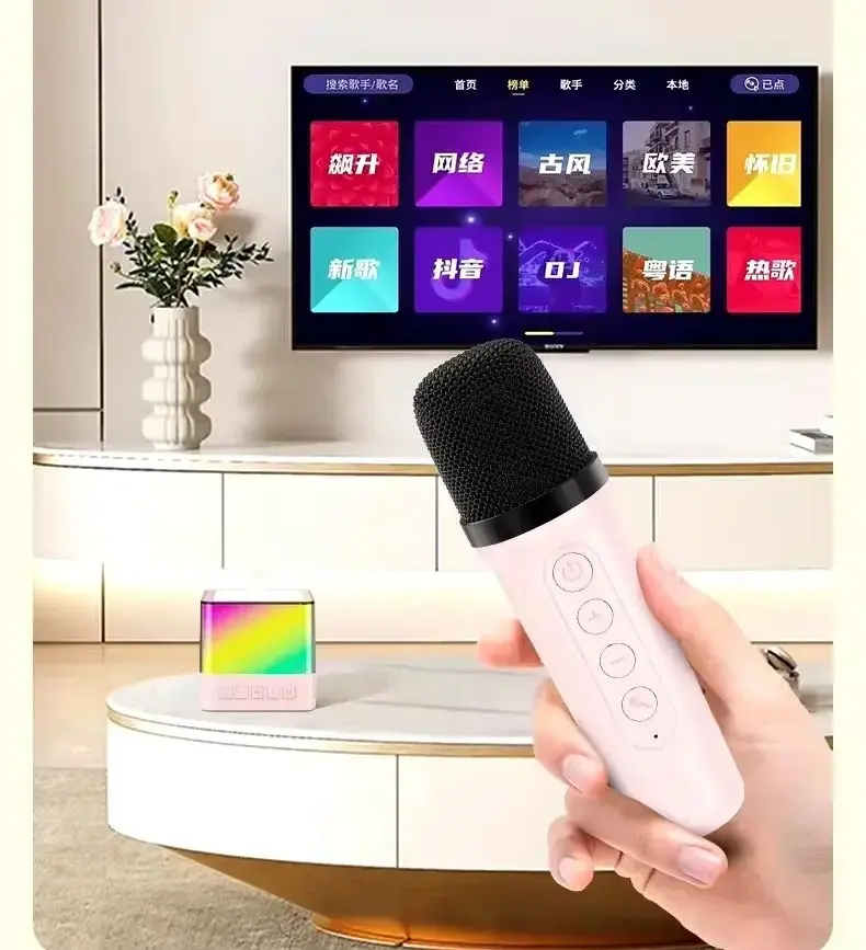 EXTRALINK KIDS KARAOKE LED QUAD SPEAKER WHITE DUAL MICROPHONE