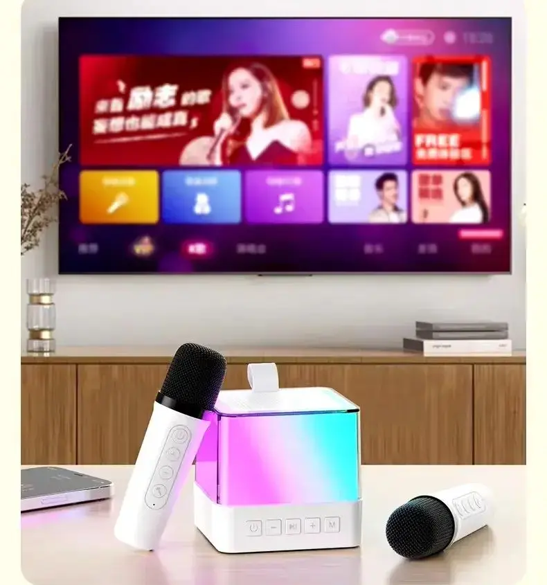 EXTRALINK KIDS KARAOKE LED QUAD SPEAKER WHITE DUAL MICROPHONE