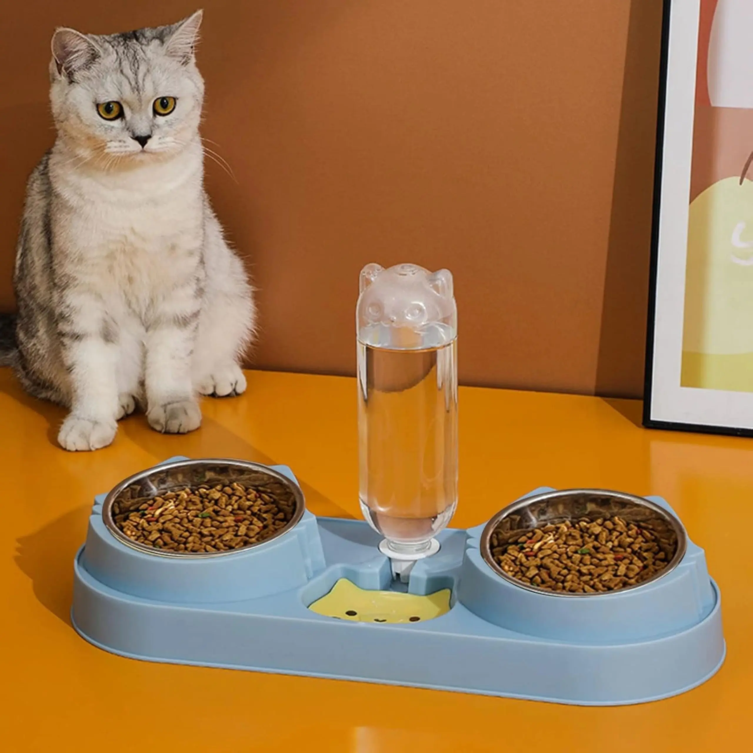 EXTRALINK PETS PODWÓJNA MISKA DLA PSA KOTA MISKI NA WODĘ KARMĘ Z DOZOWNIKIEM WODY PET-821