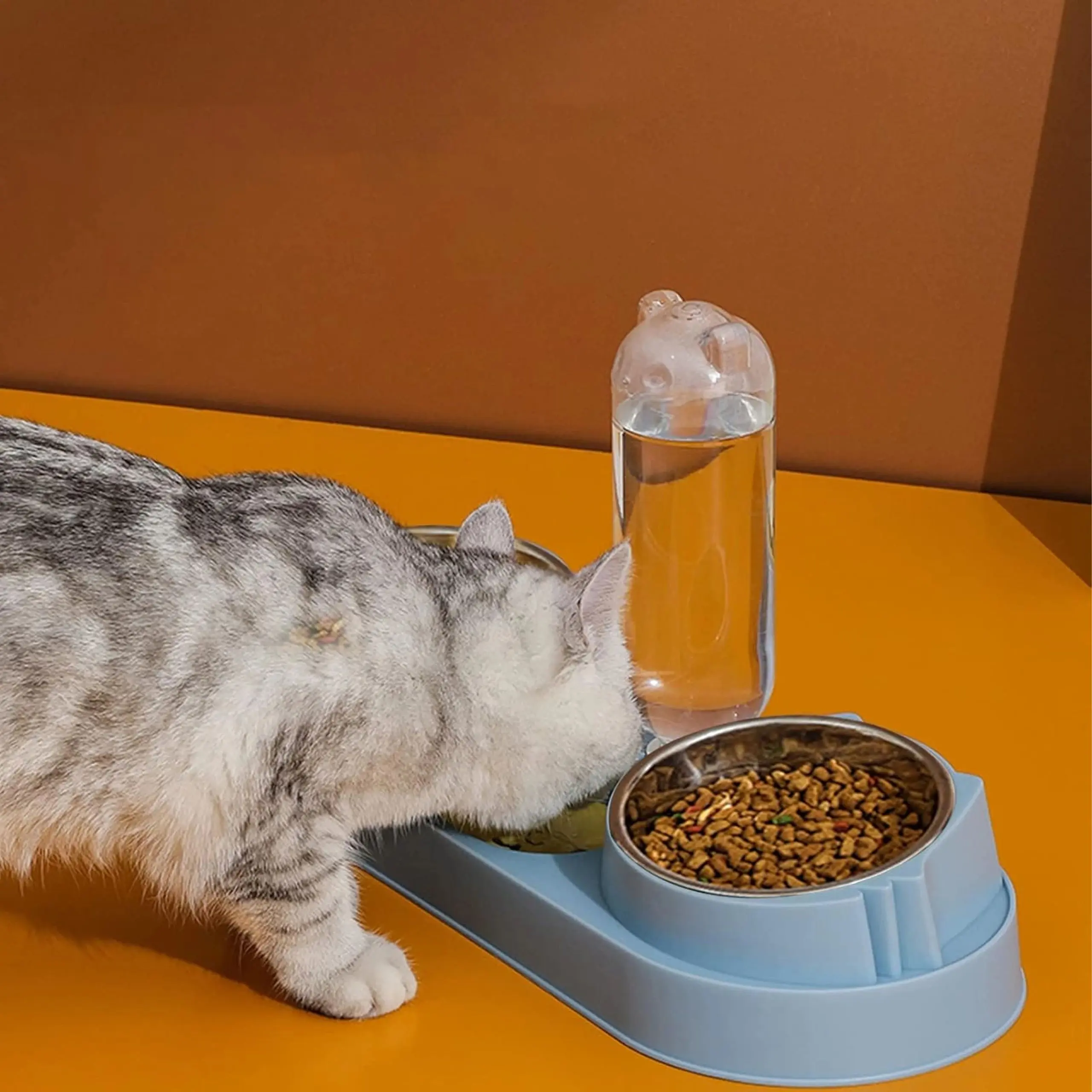 EXTRALINK PETS PODWÓJNA MISKA DLA PSA KOTA MISKI NA WODĘ KARMĘ Z DOZOWNIKIEM WODY PET-821