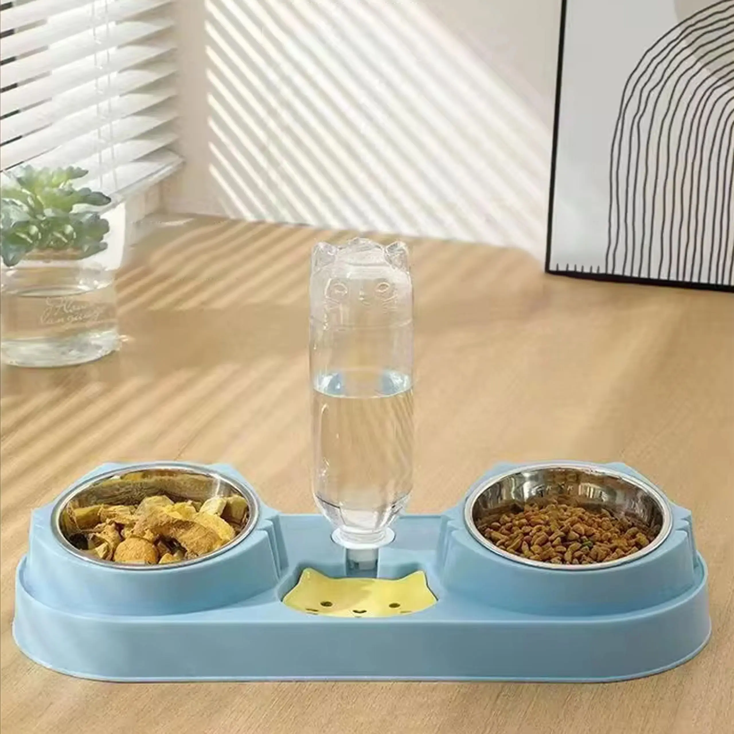 EXTRALINK PETS PODWÓJNA MISKA DLA PSA KOTA MISKI NA WODĘ KARMĘ Z DOZOWNIKIEM WODY PET-821