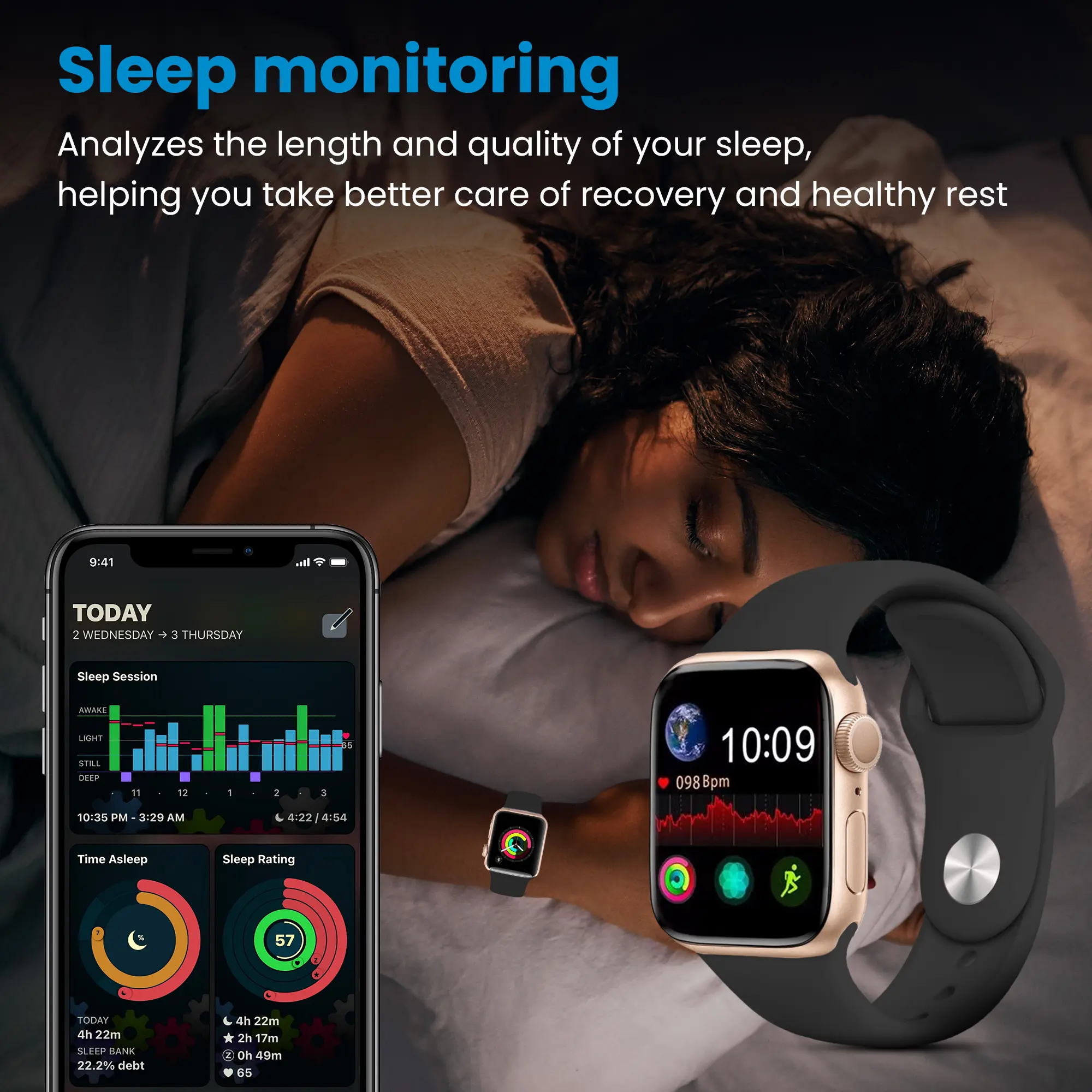 EXTRALINK LIFESTYLE SMARTWATCH F89 ZŁOTY + RÓŻOWA/CZARNA OPASKA