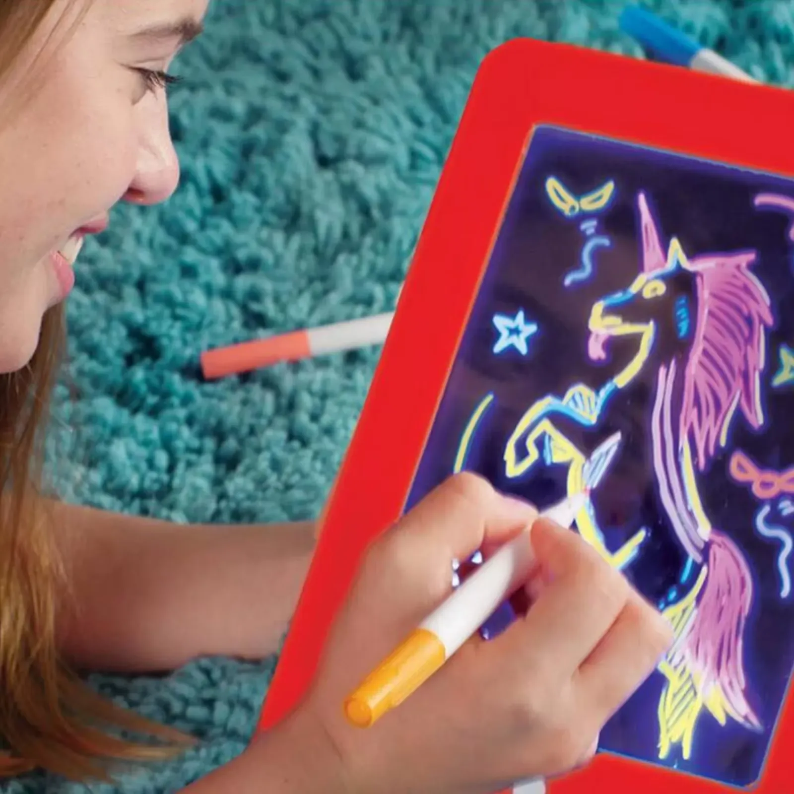 EXTRALINK NEON MAGIC PAD MAGICZNY TABLET DLA DZIECI CZERWONY