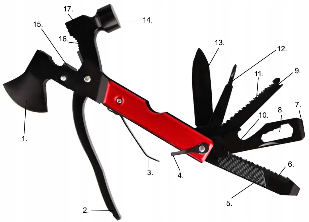 EXTRALINK MULTITOOL MŁOTEK SIEKIERKA KOMBINERKI 17W1 - 1134