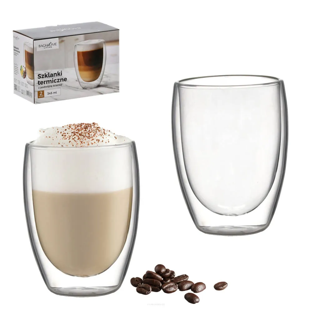 EXTRALINK KPL. 2 SZKLANEK TERMICZNYCH Z PODWÓJNĄ ŚCIANKĄ 345 ML - 9760
