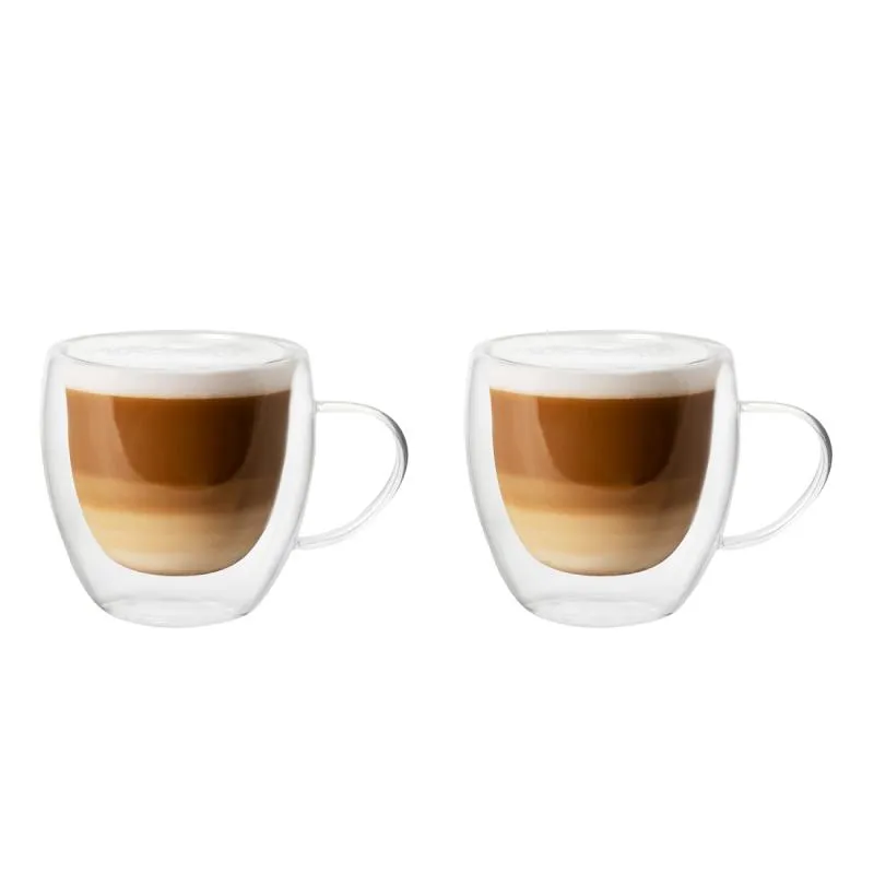 EXTRALINK KPL. 2 SZKLANEK TERMICZNYCH Z PODWÓJNĄ ŚCIANKĄ Z UCHEM 250 ML - 9784