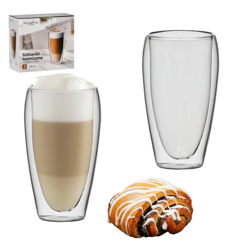 EXTRALINK KPL. 2 SZKLANEK TERMICZNYCH Z PODWÓJNĄ ŚCIANKĄ 430 ML - 9814