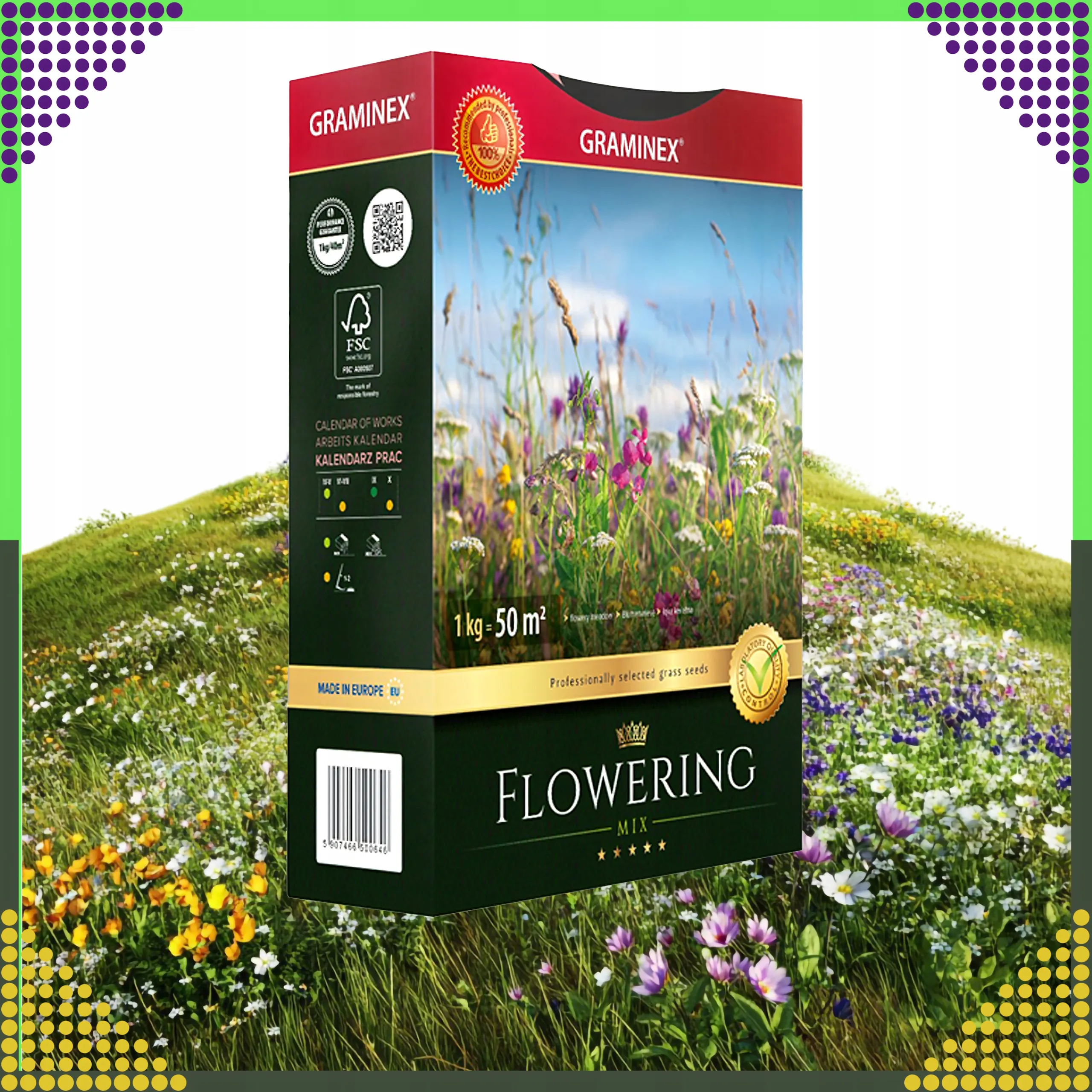 GRAMINEX PREMIUM TRAWA MIESZANKA FLOWERING MIX 1KG 40M NASIONA