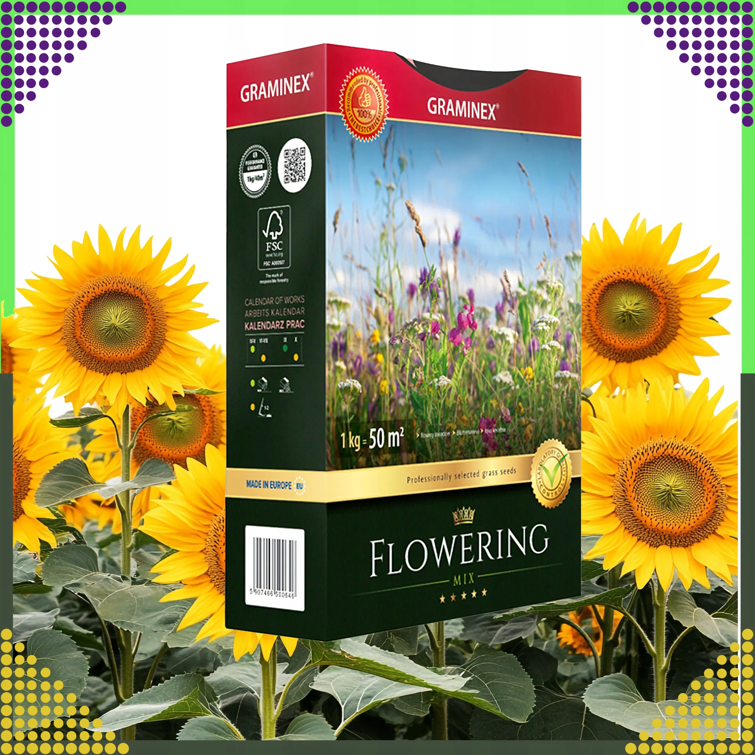 GRAMINEX PREMIUM TRAWA MIESZANKA FLOWERING MIX 1KG 40M NASIONA