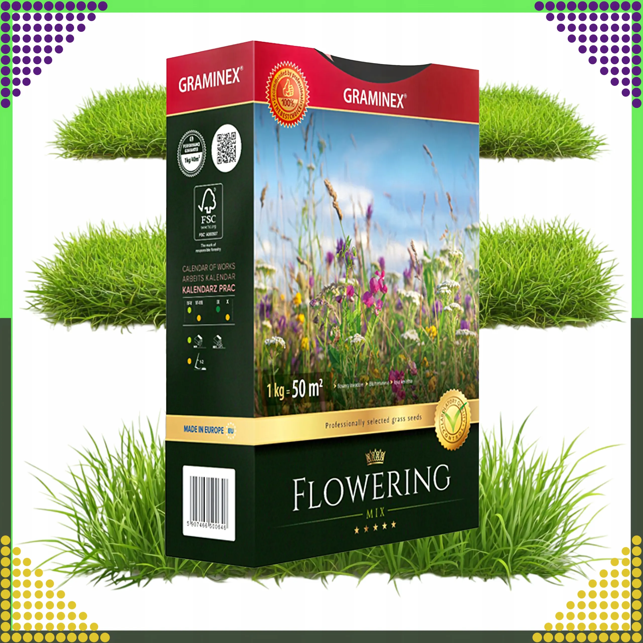 GRAMINEX PREMIUM TRAWA MIESZANKA FLOWERING MIX 1KG 40M NASIONA