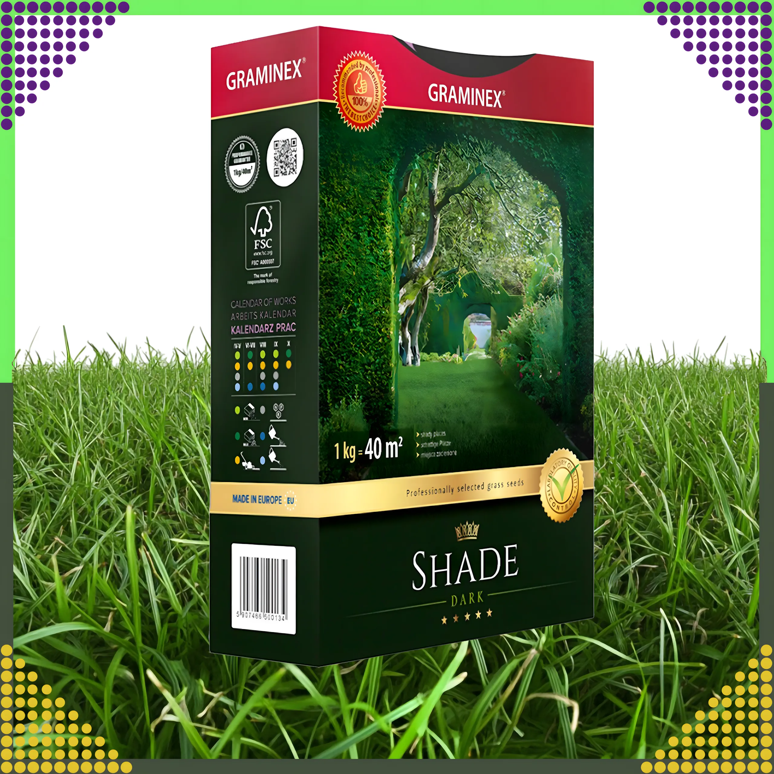 GRAMINEX PREMIUM TRAWA MIESZANKA SHADE 1KG 40M DO ZACIEMNIONYCH MIEJSC