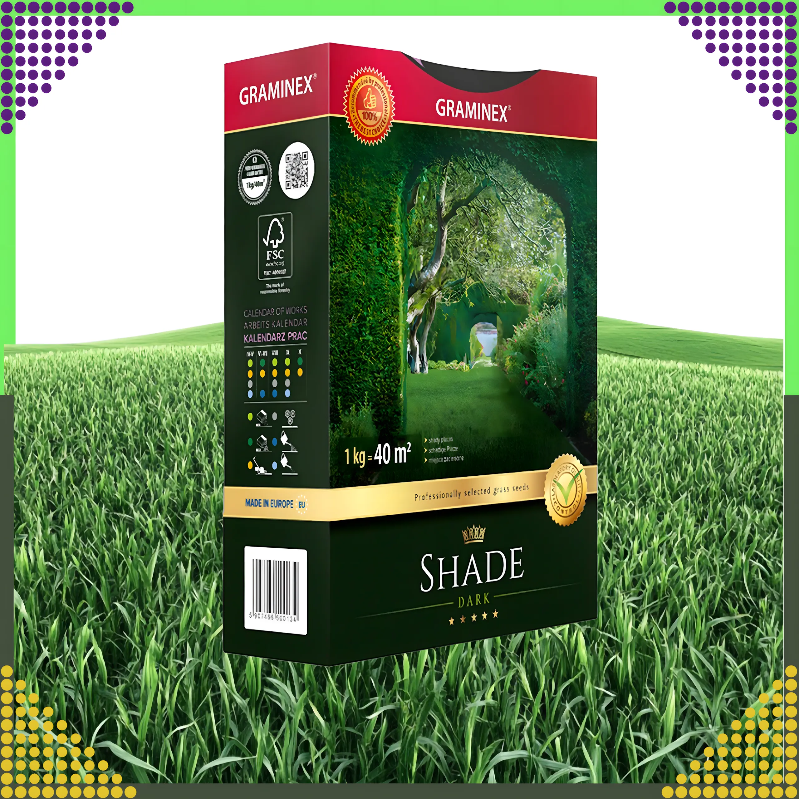 GRAMINEX PREMIUM TRAWA MIESZANKA SHADE 1KG 40M DO ZACIEMNIONYCH MIEJSC