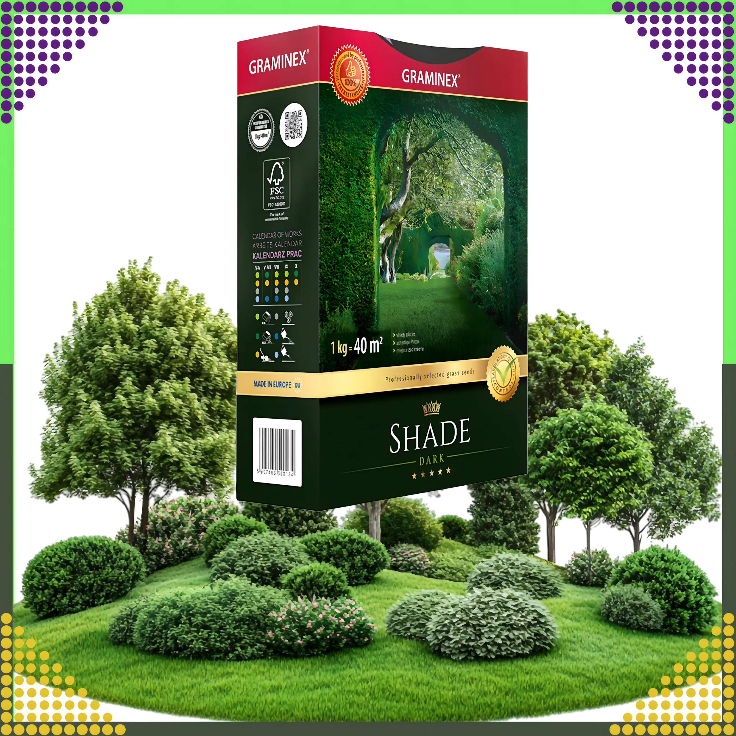 GRAMINEX PREMIUM TRAWA MIESZANKA SHADE 1KG 40M DO ZACIEMNIONYCH MIEJSC