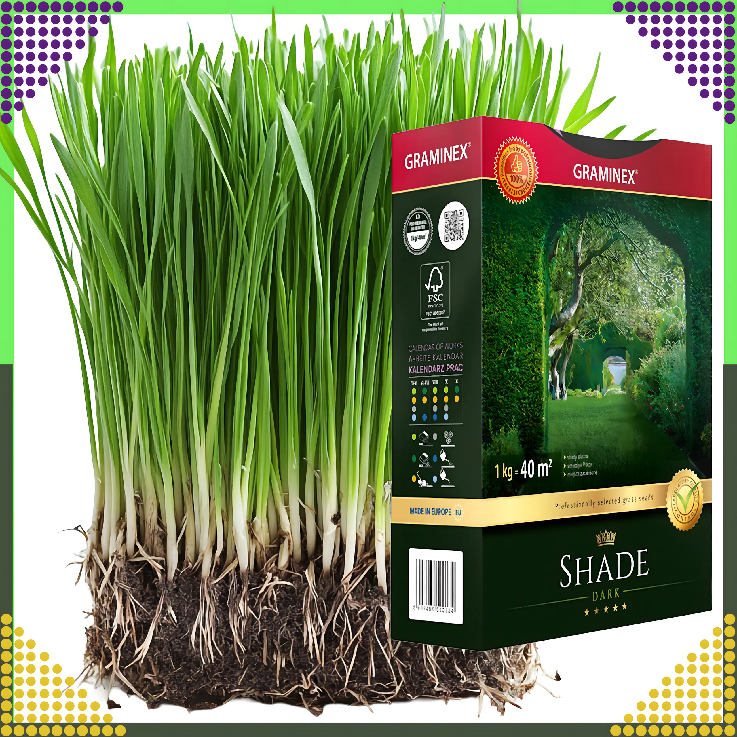 GRAMINEX PREMIUM TRAWA MIESZANKA SHADE 1KG 40M DO ZACIEMNIONYCH MIEJSC