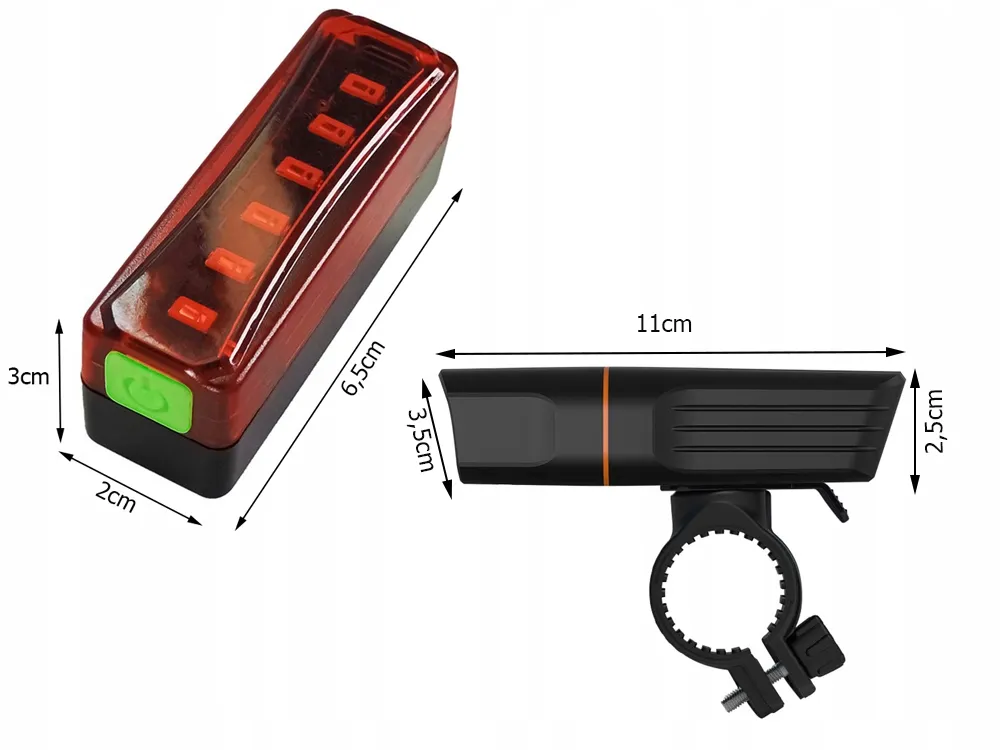 Extralink | Lampka rowerowa | przód tył zestaw do roweru LED USB