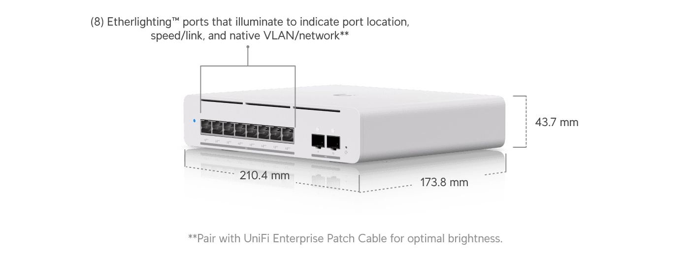 Ubiquiti USW-Pro-XG-8-PoE | Switch | Etherlighting, 8x RJ45 10GbE PoE, 2x SFP+, 155W, Layer 3