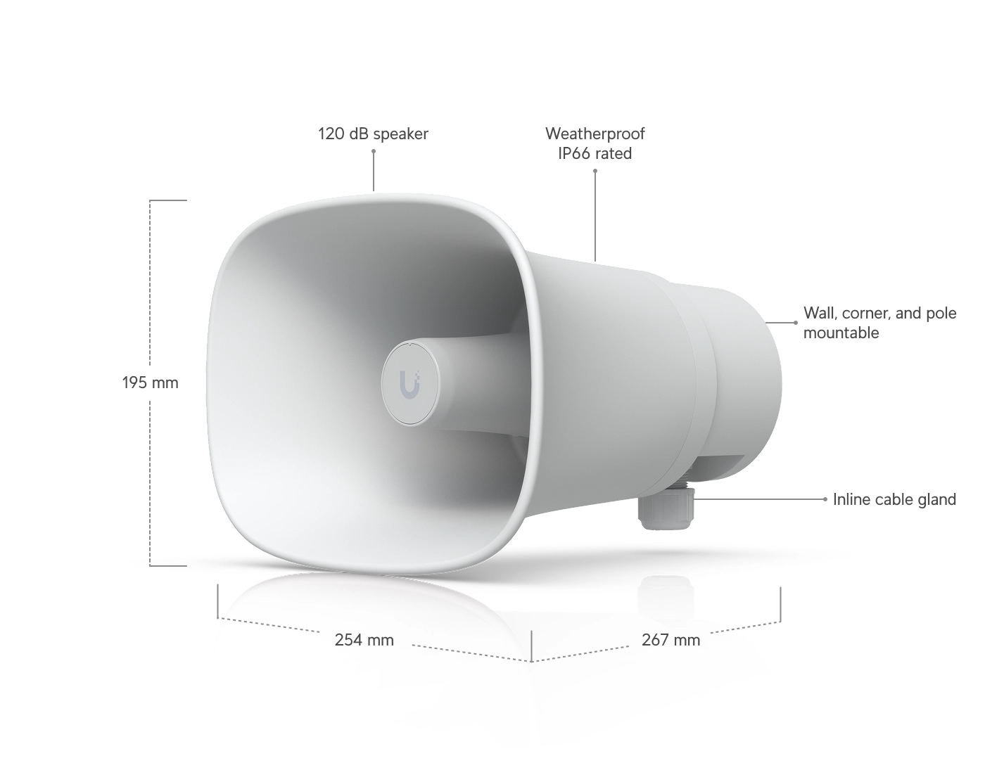 UBIQUITI UP-AI-HORN-SPEAKER-W ALL-WEATHER POE 120 DB HORN SPEAKER WITH ADVANCED AI