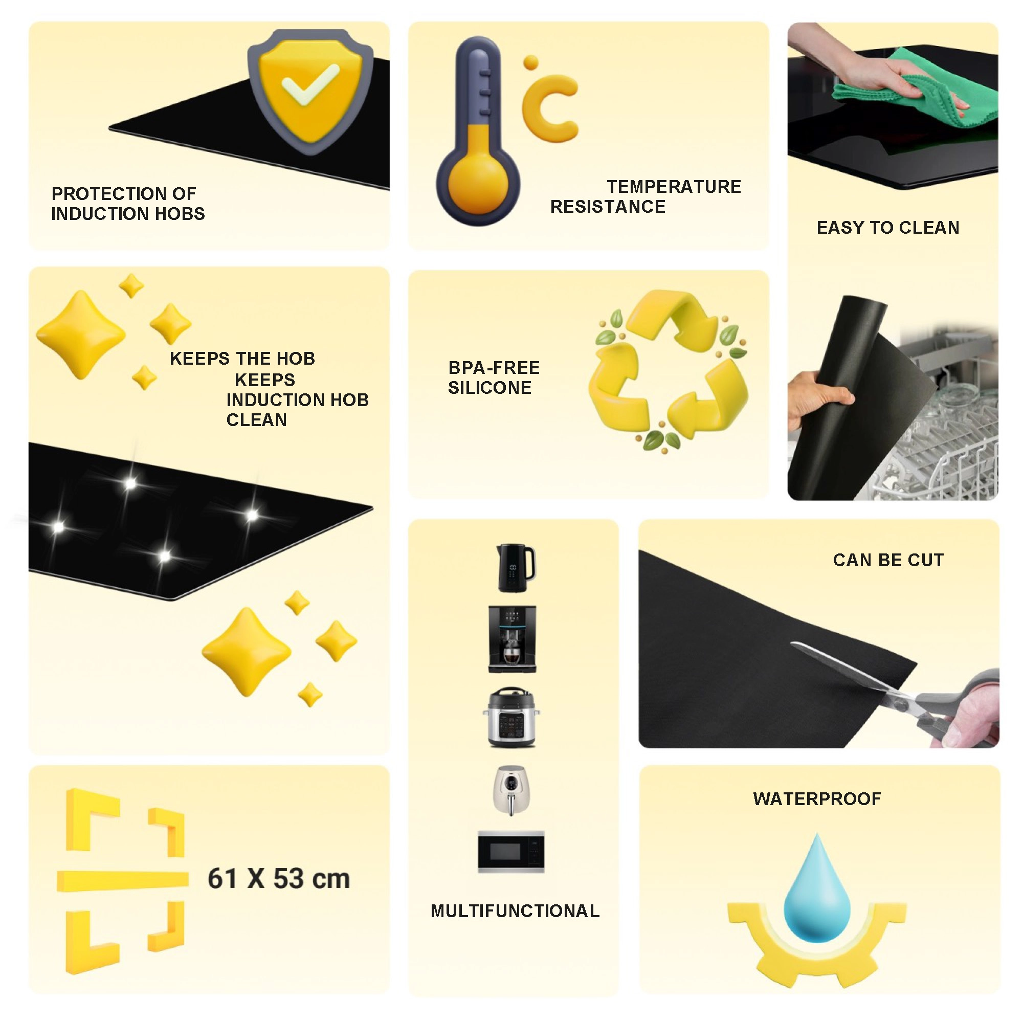 Extralink Home | Ochronna mata na kuchenkę indukcyjną | czarna 53x61 cm